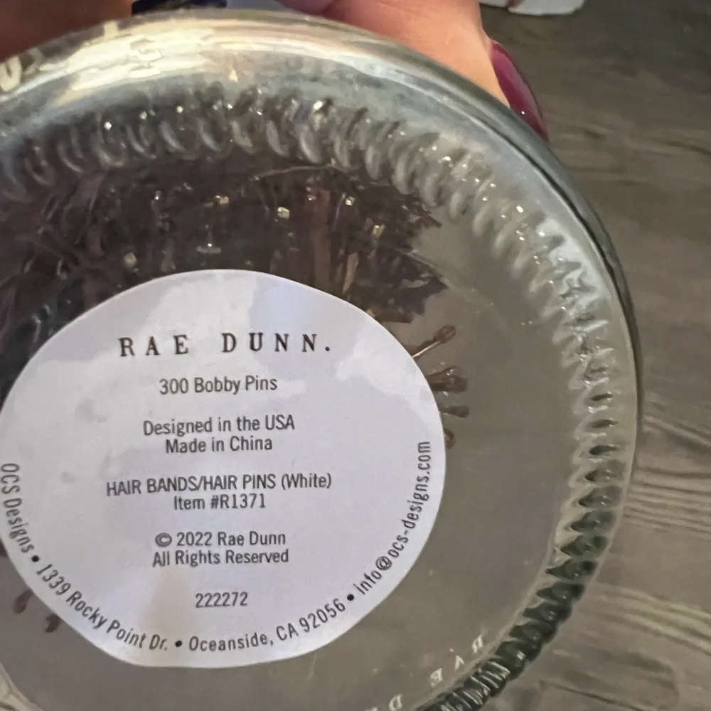 Rae Dunn Glass Jar with Bobby Pins